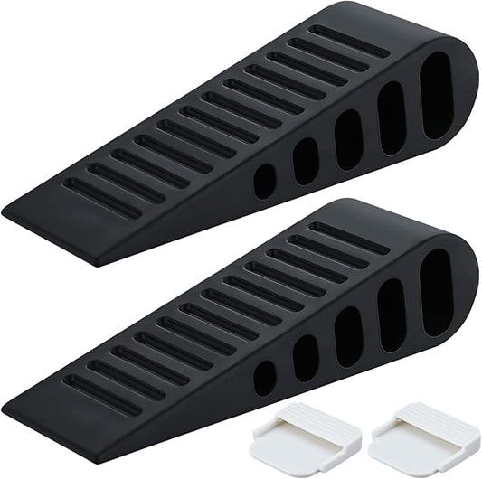 JQK Rubber Door Stopper Wedge, Black 9 Pack Soft TPR Premium Door Stops for Bottom of Heavy Duty Door on Tile, Concrete, Carpet, Wooden Floor, DSB61-BK-P9-CubbioJoy