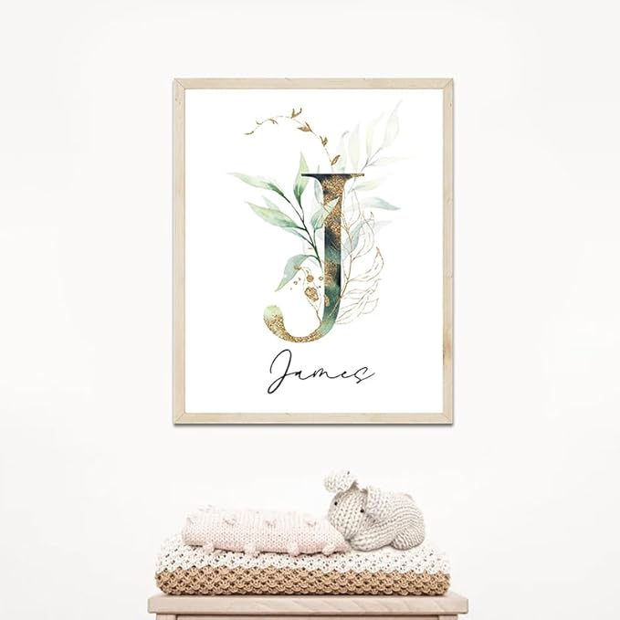 IZI POD Personalized Wooden Name Sign, Floral Monogram Nursery, Eucalyptus tree, Nursery Name Sign Boho Floral Pattern, Baby Name Sign, Wooden name signs for nursery, Wildflower Decor gift/16-CubbioJoy