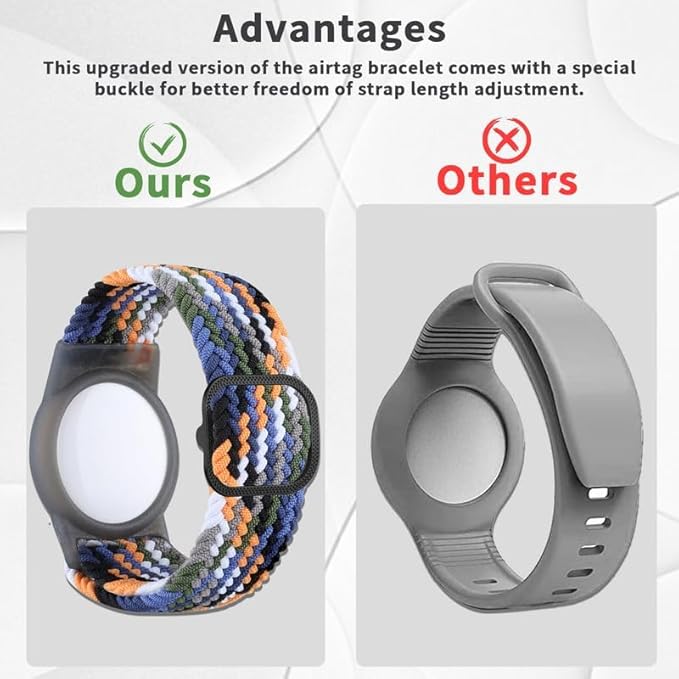 2 Pack Kids Bracelet Compatible with AirTag, GPS Kid Tracker Holder Braided Wristband for Apple Air Tag, 2022 Upgraded Nylon Adjustable Anti Lost Airtag Watch Band for Kids Children Elders-CubbioJoy