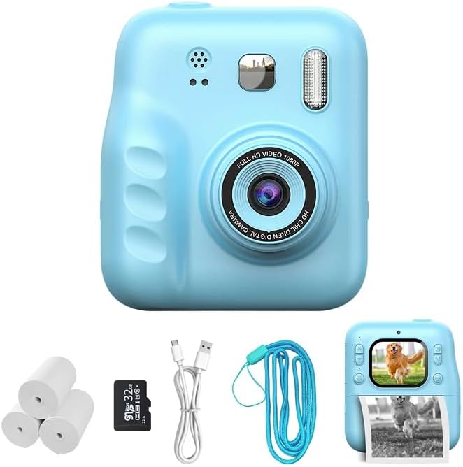 Instant Print Camera for Kids, 2.0" IPS Screen with Video Recording, 32GB Expandable, 1800mAh Battery, Includes 40+ Zink Paper, Birthday Gift for Girls Boys Age 3-12-CubbioJoy