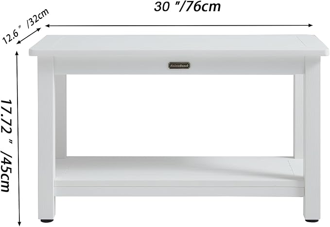 30'' Heavy Duty Shower Bench for Inside Shower, White Poly Bath Stool for Shaving Legs, Waterproof Spa Bath Chair Seat with Adjustable Feet, Non-Slip, Weight Capacity 700LBS (30 x 13 Inches)-CubbioJoy