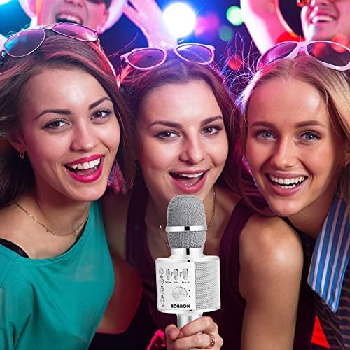 BONAOK Wireless Bluetooth Karaoke Microphone,3-in-1 Portable Handheld Mic Speaker for All Smartphones,Gifts for Kids Adults All Age Q37(Silver)-CubbioJoy