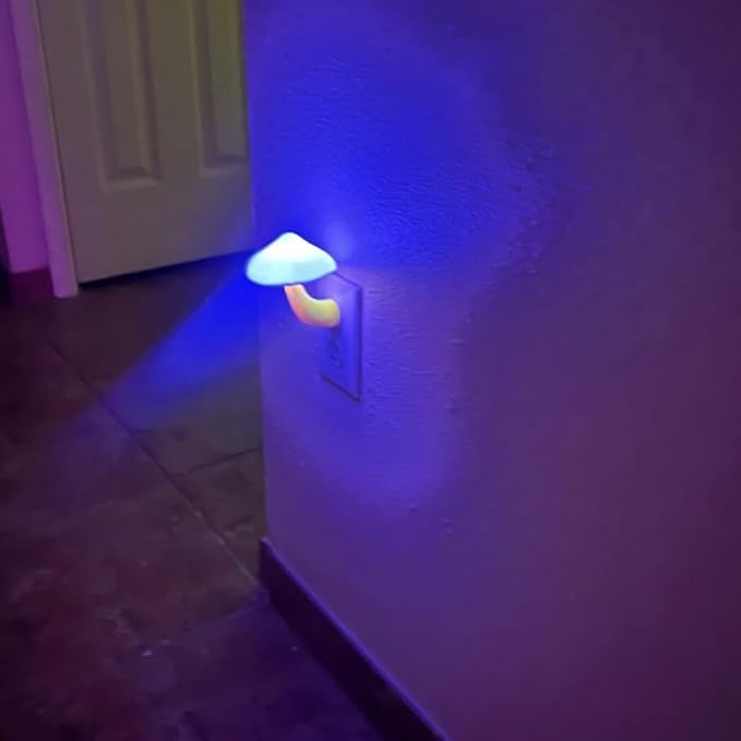 AUSAYE 3Pack Sensor LED Night Light Plug in Lamp Magic Mushroom Nightlight Cute Night Lights for Adults Kids Bedroom, Bathroom,Toilet,Hallway,Stairs,Kitchen Blue-CubbioJoy