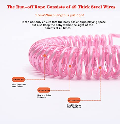 CZSYZCZS Toddlers Leash + Anti Lost Wrist Link Child Kids Safety Harness Kids Walking Wristband Assistant Strap Belt (pink)-CubbioJoy