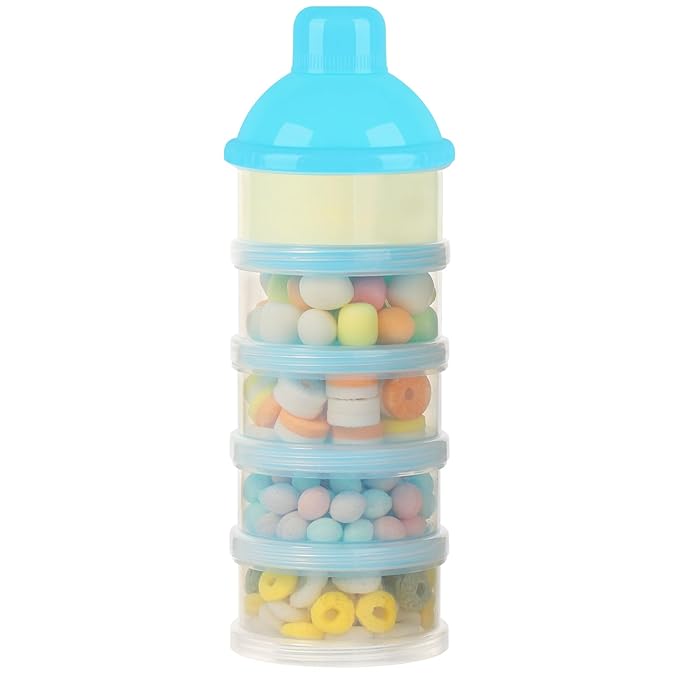 Accmor Formula Dispenser On The Go, 5 Compartments Stackable Formula Container for Travel, Baby Milk Powder Kids Snack Container, BPA Free-CubbioJoy