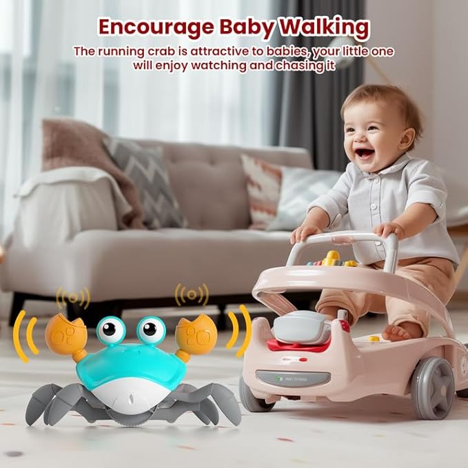 Crawling Crab Baby Toy - Infant Tummy Time Crab 3 4 5 6 7 8 9 10 11 12 Crab Toys for Babies Boy 3-6 6-12 Learning Crawl 9-12 12-18 36 Months Walking Toddler Development Birthday Gifts with Dancing-CubbioJoy