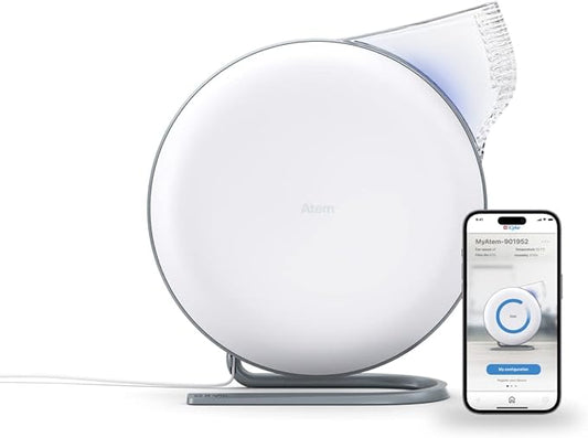 IQAir Atem Desk Air Purifier for Home, Office, Desktop, Small Room up to 150 sq ft, HyperHEPA Filter for Bacteria, Viruses, Allergens, Pets, Asthma, Pollen, Dust, Swiss Design, Made in Germany, White-CubbioJoy