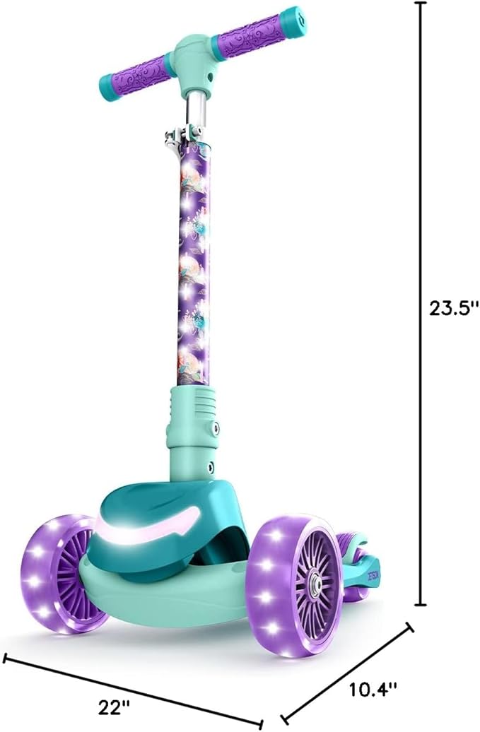 Jetson Character Kids Kick Scooter, LED Lights on Stem & Light-Up Wheels, Lightweight Frame, Height-Adjustable Handlebar, Lean-to-Steer System, Easy-Fold Mechanism-CubbioJoy