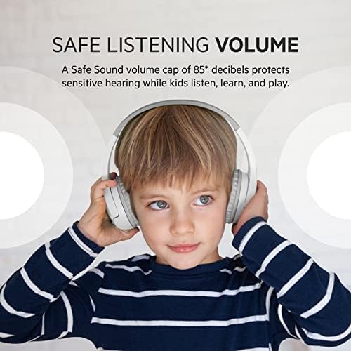 Belkin SoundForm Mini - Wireless Bluetooth Headphones for Kids with 30H Battery Life, 85dB Safe Volume Limit, Built-in Microphone - Kids On-Ear Earphones for iPhone, iPad, Fire Tablet & More - White-CubbioJoy