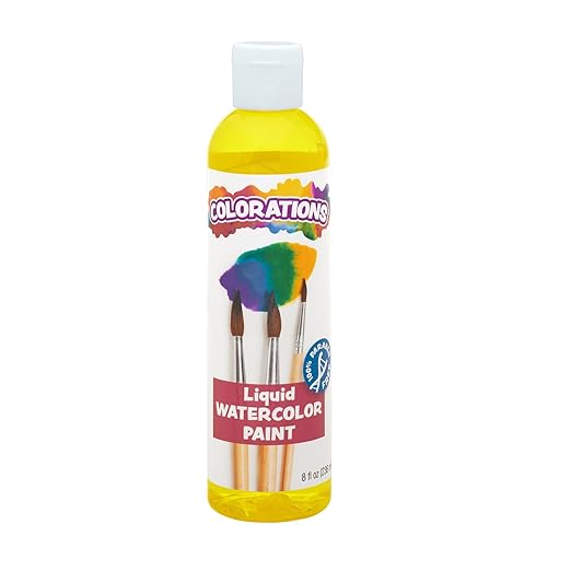 Colorations Liquid Watercolor Paint, 8 fl oz, Yellow, Non-Toxic, Painting, Kids, Craft, Hobby, Fun, Water Color, Posters, Cool effects, Versatile, Gift-CubbioJoy