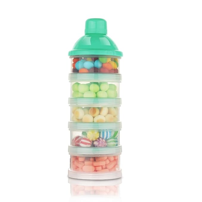 Accmor Formula Dispenser On The Go, 5 Compartments Stackable Formula Container for Travel, Baby Milk Powder Kids Snack Container, BPA Free-CubbioJoy