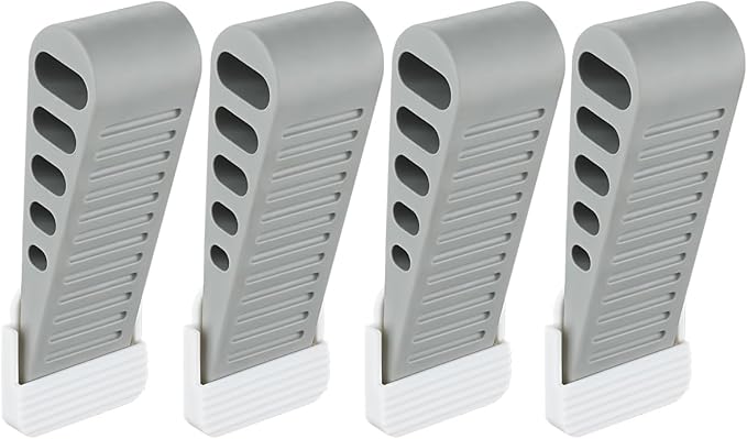 JQK Rubber Door Stopper Wedge, Grey 4 Pack Soft TPR Premium Door Stops for Bottom of Heavy Duty Door on Tile, Concrete, Carpet, Wooden Floor, DSB61-GY-P4-CubbioJoy