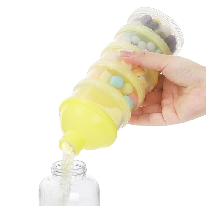 Accmor Formula Dispenser On The Go, 5 Compartments Stackable Formula Container for Travel, Baby Milk Powder Kids Snack Container, BPA Free-CubbioJoy