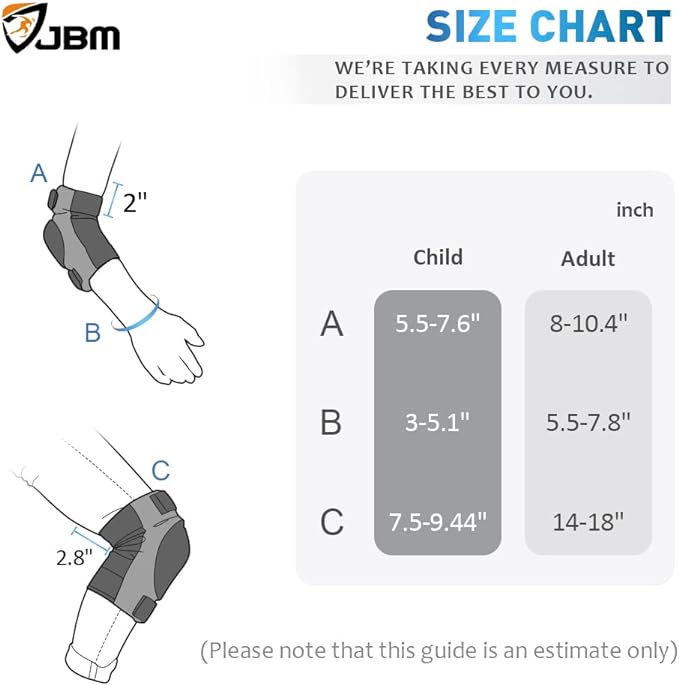 JBM Adult & Kids Knee Pads Elbow Pads and Wrist Guards for Inline Skating, Roller Skating, Skateboarding, Scootering-CubbioJoy
