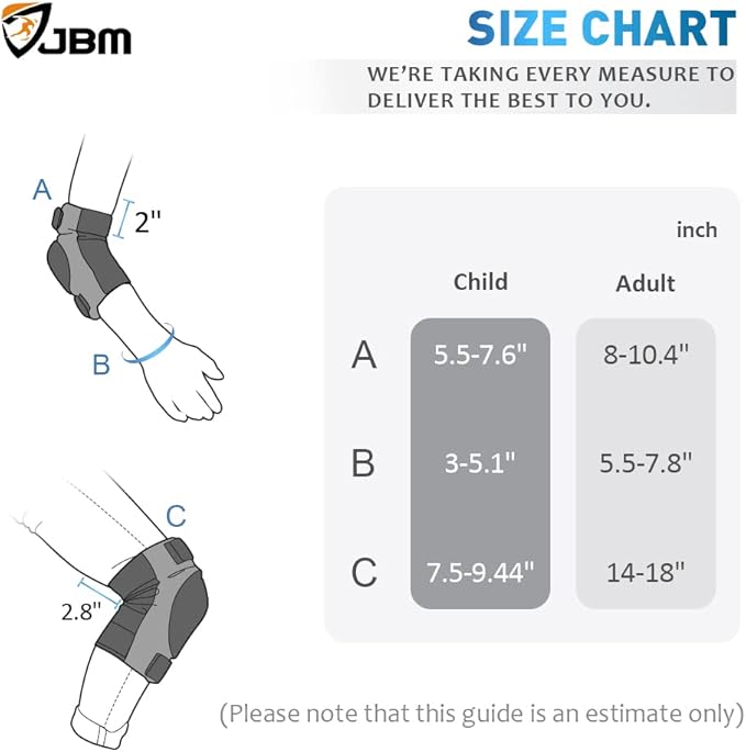 JBM Adult & Kids Knee Pads Elbow Pads and Wrist Guards for Inline Skating, Roller Skating, Skateboarding, Scootering-CubbioJoy