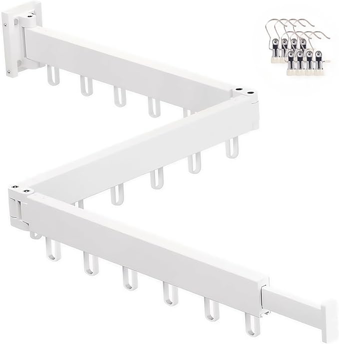 Clothes Drying Rack Wall Mounted,Space Saving Wall Drying Rack,Retractable Collapsible Tri-Fold,for Bathroom,Balcony,Outdoor lndoor with Laundry,White-CubbioJoy