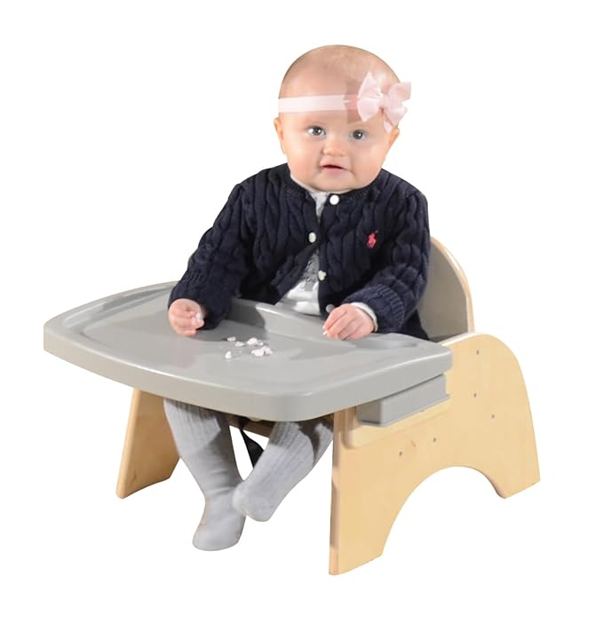 7" H Wooden Stackable Feeding Chair with Removable Tray and 3 Point Harness, Suitable for 12-18 Months Babies Dining & Studying Needs [Fully Assembled]-CubbioJoy