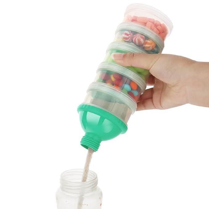 Accmor Formula Dispenser On The Go, 5 Compartments Stackable Formula Container for Travel, Baby Milk Powder Kids Snack Container, BPA Free-CubbioJoy