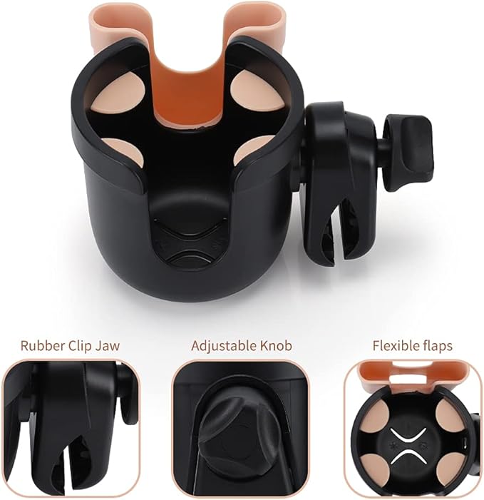 Accmor Stroller Cup Holder with Phone Holder, Bike Cup Holder, Universal Cup Holder for Uppababy Nuna Doona Strollers, 2-in-1 Cup Phone Holder for Stroller, Bike, Wheelchair, Walker, Scooter-CubbioJoy