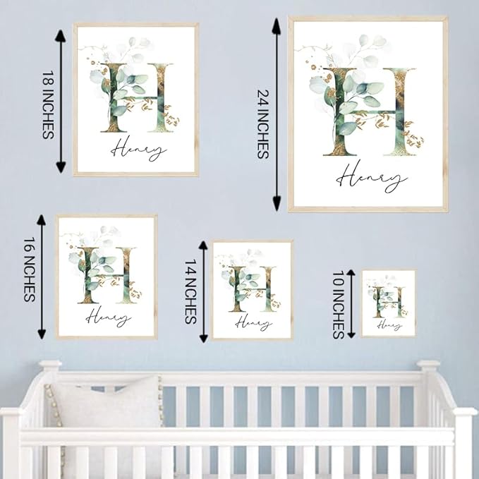 IZI POD Personalized Wooden Name Sign, Floral Monogram Nursery, Eucalyptus tree, Nursery Name Sign Boho Floral Pattern, Baby Name Sign, Wooden name signs for nursery, Wildflower Decor gift/16-CubbioJoy