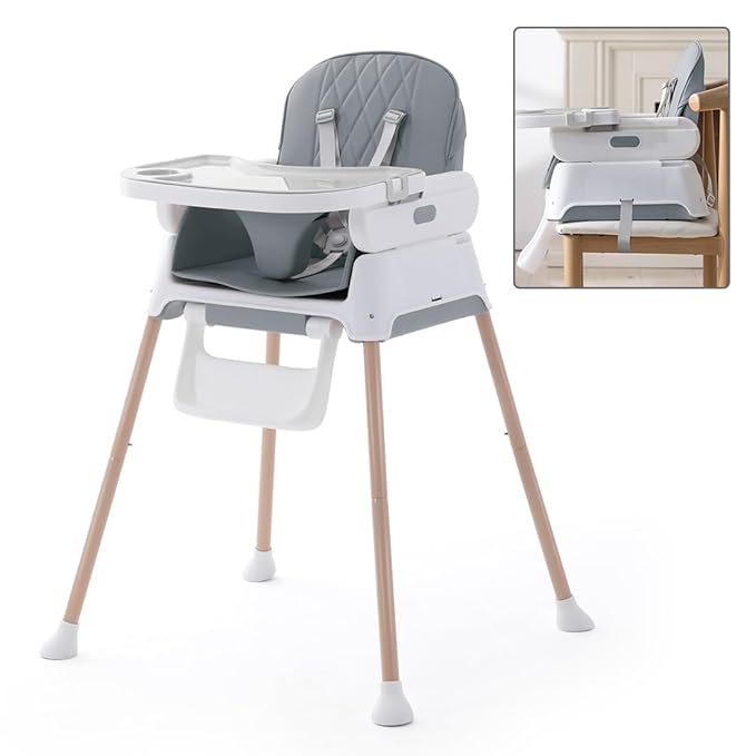 3 in 1 Baby High Chair,Adjustable Convertible Chairs Baby High Chairs for Babies and Toddlers,Portable and Easy to Clean,Gray-CubbioJoy