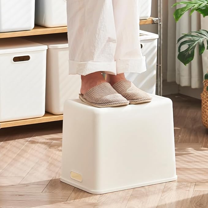 4 pack large plastic White storage bins Baskets, Toy Box Chest with Lids and Handle，Organizer Containers for Baby，Kids,snacks,Nursery，Shelves，Playroom, Bedroom，Office,Closet，home-CubbioJoy