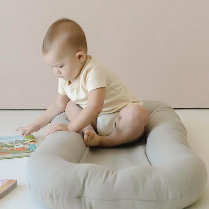 Baby Lounger - Snuggle Cozy Me Infant Lounger for Newborns | Breathable & Soft, Portable Awake-Time Pad, Essential Baby Gift- Grey (Lounger Cover Included)-CubbioJoy