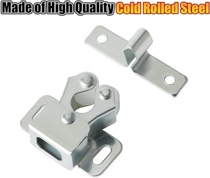 Alise Cabinet Door Latch,Cupboard Closet Doors Catch Closer Double Ball Roller Latches,Cold Rolled Steel Silver CA1000LS-12P(Pack of 12)-CubbioJoy