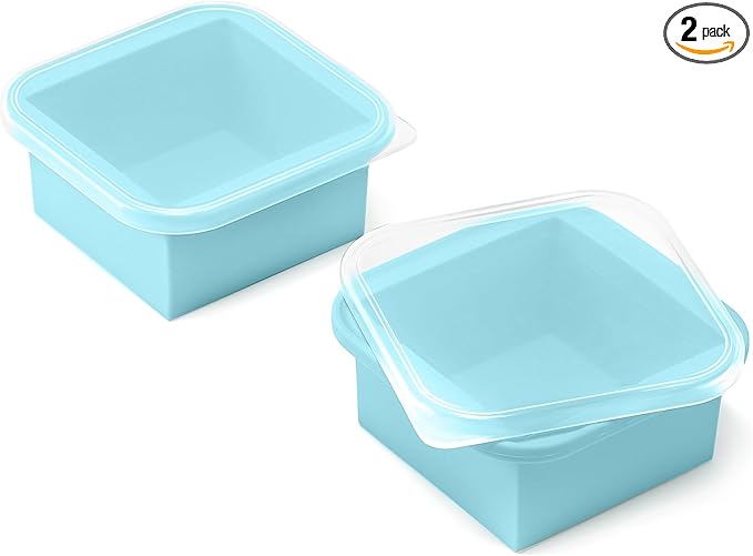 2-Cup Silicone Freezer Trays with Lids – Perfect for Meal Prep, Portion Control, and Easy Freezing-Meal Prep Container Molds for Soup,Leftovers (Aqua, 2 Pack)-CubbioJoy