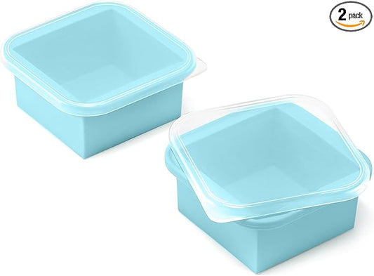 2-Cup Silicone Freezer Trays with Lids – Perfect for Meal Prep, Portion Control, and Easy Freezing-Meal Prep Container Molds for Soup,Leftovers (Aqua, 2 Pack)-CubbioJoy