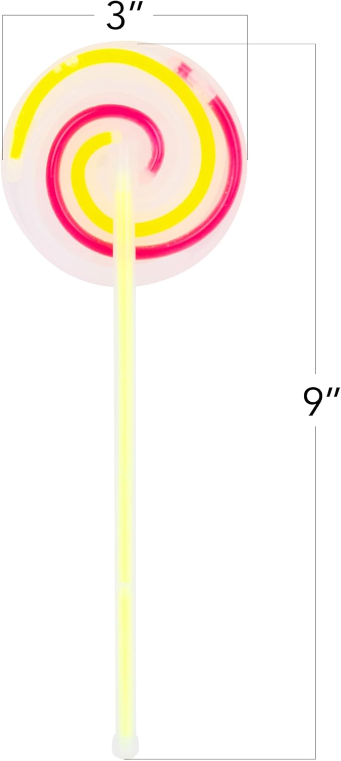 ArtCreativity Lollipop Glow Sticks for Kids - Set of 12 Spinner Light Up Sticks - Halloween Glow Stick Light Up Party Favors - Glow in The Dark Accessories-CubbioJoy
