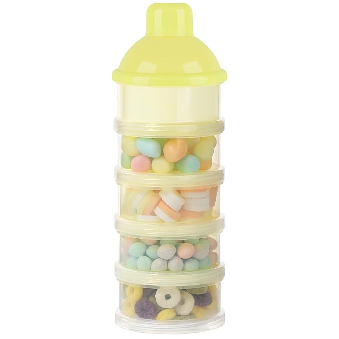 Accmor Formula Dispenser On The Go, 5 Compartments Stackable Formula Container for Travel, Baby Milk Powder Kids Snack Container, BPA Free-CubbioJoy