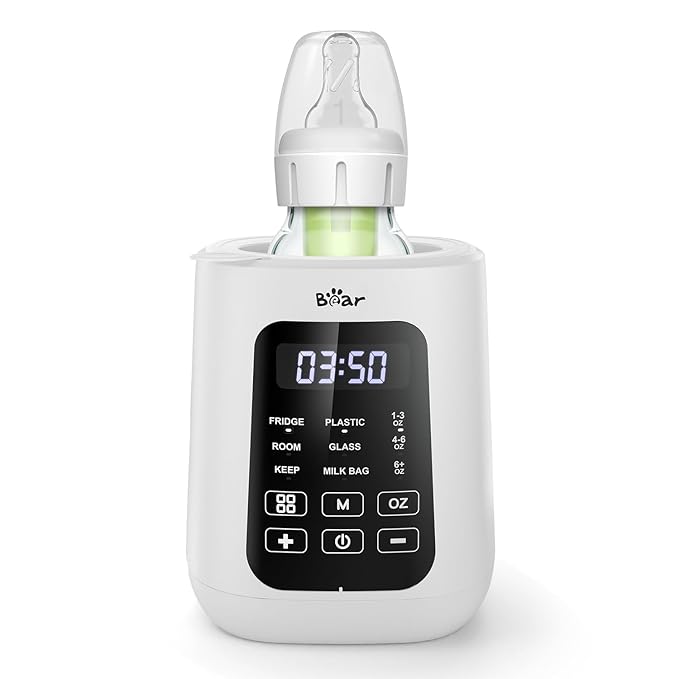 Bear Baby Bottle Warmer, Milk Warmer Breastmilk Bag Formula Fast Warming for New Born Baby Bottles, with Time Temp Control Automatic Shut Off at Home Use-CubbioJoy