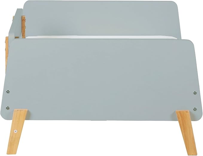 dadada Muse Blue Toddler Bed with 2 Removable Safety Rails. Low Profile Montessori Bed. Sturdy Solid Wood Frame, Fits Standard Crib Mattress, Easy to Assemble, Toddler Bed for Boys & Girls - Blue-CubbioJoy