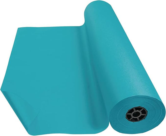 Colorations Arts and Crafts Paper Roll - 36" x 1000', Aqua, Dual Surface, Markers, Finger Paints, Painting, Watercolors, Acrylic Paints, Wall Art, Bulletin Board Paper, Kids Crafts (Item # DSLB)-CubbioJoy