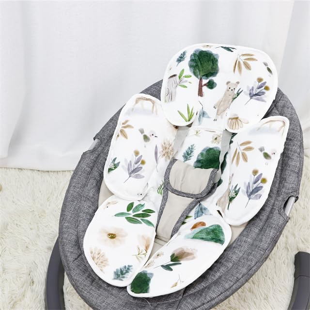 2 in 1 Infant Car Seat Insert, Car Seat Head Support Baby Girls Boys, Soft Newborn Carseat Insert Cushion, Perfect for Carseats, Strollers, Swings (White Animals)-CubbioJoy