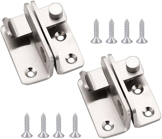 2 Pairs Slide Bolt Gate Latch Stainless Steel Brushed Finish Padlock Anti-Theft Hasp with Screws for Window Bedroom Bathroom Cabinet Mailbox Garden Pet Cage(UMK)-CubbioJoy