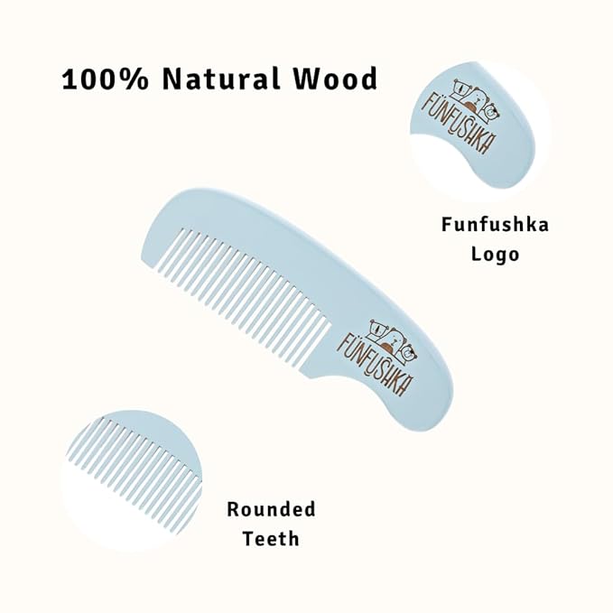 Baby Hair Brush Set for Newborns - Baby Brush and Comb Set - Ultra Soft Goat Hair Bristles, Perfect for Cradle Cap, Newborn Showers & Registries Gift, Comb Brush for Girls & Boys (Sky)-CubbioJoy