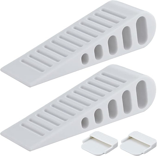 JQK Rubber Door Stopper Wedge, White 2 Pack Soft TPR Premium Door Stops for Bottom of Heavy Duty Door on Tile, Concrete, Carpet, Wooden Floor, DSB61-WH-P2-CubbioJoy