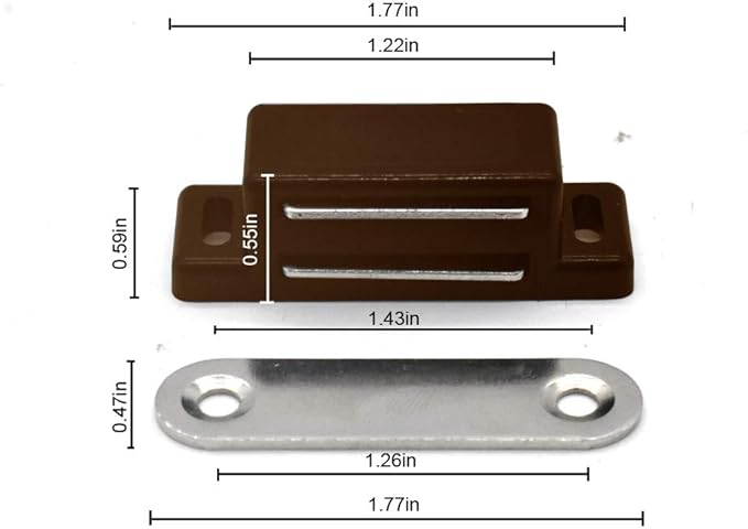 Cabinet Magnet Latch - Best for Cabinet Doors, Cupboards, Drawers and Shutters - Cabinet Magnetic Latch Easy Install - Magnetic Cabinet Catch Screws Included - Set of 12（Brown）-CubbioJoy
