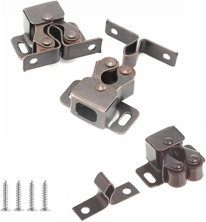6 Pack Cabinet Latch - Double Roller Catch Hardware for Cupboard Closet Kitchen Cabinet Door Latches and RV Cabinet,Bronze-CubbioJoy