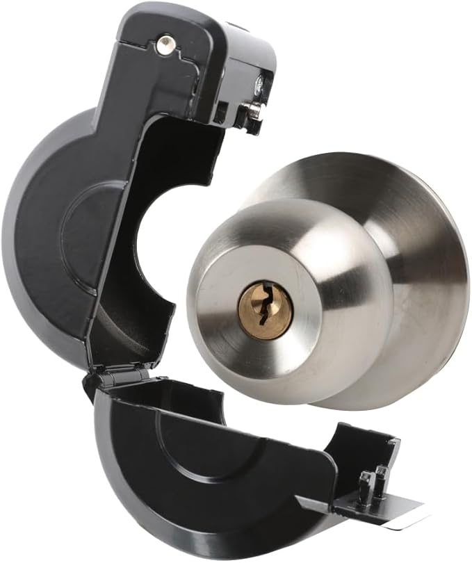 Door Knob Lockout Device Cover to Disable Doorknob/Faucet/Water Valve Hose Lock Door Handle Temporary Lock for Bedroom Door from Outside Handle Without Drilling (2, Black)-CubbioJoy