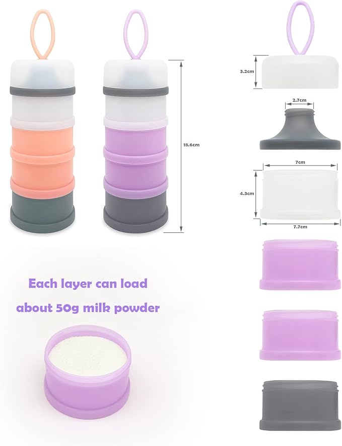 Baby Formula Dispenser, Formula Container, Portable Milk Powder Dispenser Container, Baby Feeding Travel Storage Container, Non-Spill Stackable Baby Snack Storage Container, BPA Free, 2 Packs-CubbioJoy