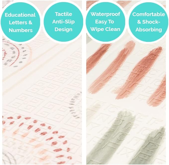 JumpOff Jo - Extra Large Waterproof Foam Padded Play Mat for Infants, Babies, Toddlers, Play Pens & Tummy Time, Foldable Activity Mat, 77 x 70 x 0.6 inches-CubbioJoy