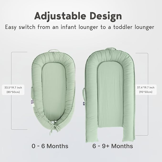 Infant Lounger, Baby Nest Cover for Baby Girls & Boys, Newborn Essentials for Baby 0-18 Months, 100% Cotton Breathable (Spring Green)-CubbioJoy