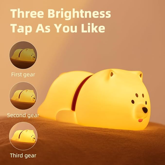 Cute Puppy Night Light for Baby Kids - Rechargeable Touch Control Night Light with 3 Brightness, Warm Light, Timer & Soft Silicone - Nursery Bedroom-CubbioJoy