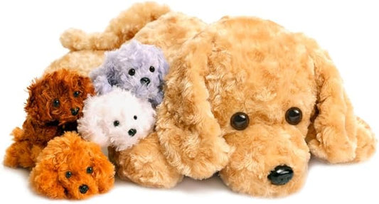 5 Pieces Dog Stuffed Animals for Girls,1 Mommy Dog with 4 Babies,Puppy Stuffed Animals Gifts for Girls 3 4 5 6 7 8 9 Years,Soft Plush Toys for Kids Christmas,Valentine's,Birthday,Children's Day-CubbioJoy