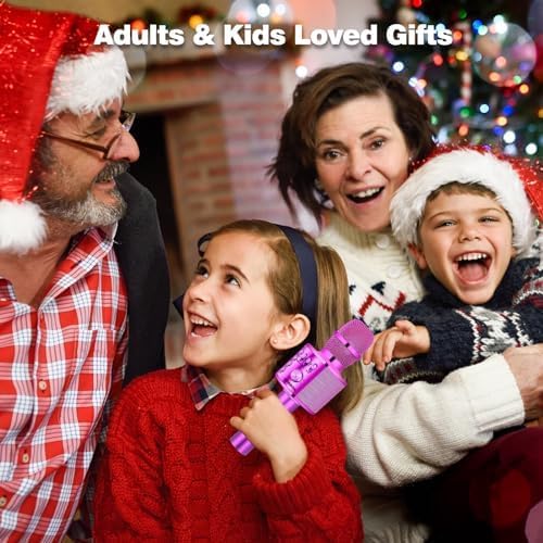 BONAOK Wireless Bluetooth Karaoke Microphone,3-in-1 Portable Handheld Karaoke Mic Speaker Machine Birthday Home Party for PC or All Smartphone (Q37 Purple)-CubbioJoy