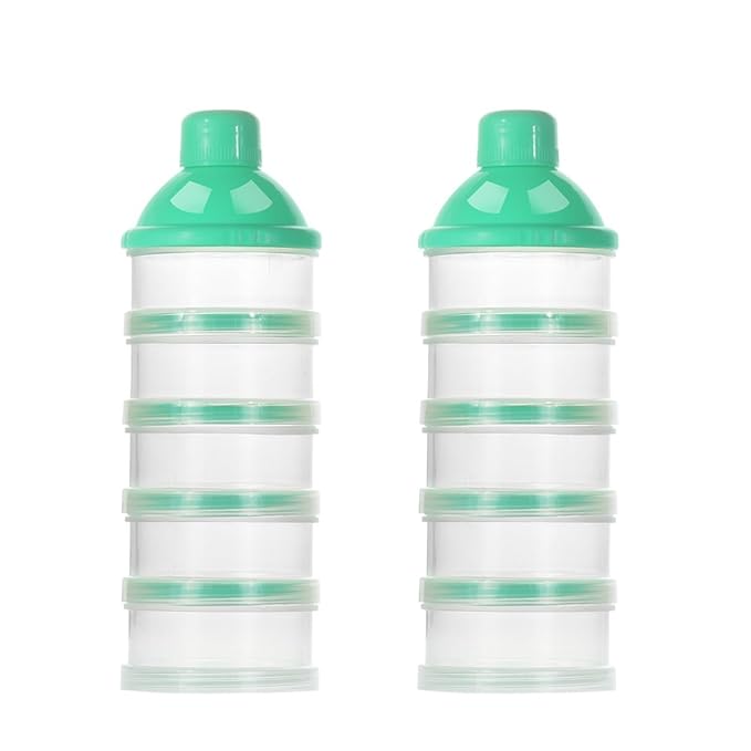 Accmor Formula Dispenser On The Go, 5 Compartments Stackable Formula Container for Travel, Baby Milk Powder Kids Snack Container, BPA Free-CubbioJoy