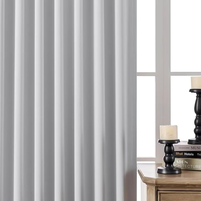 Joydeco 108 Inch 60% Blackout White Curtains 2 Panels,Elegant Soft Sheer Curtains for Bedroom,Thermal Insulated Black Out Drapes for Living Room,Rod Pocket Back Tab Drapes(W37xL108 Inch,Greyish White)-CubbioJoy